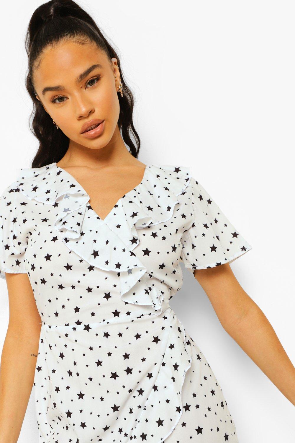 Woven Star Wrap Tea Dress boohoo