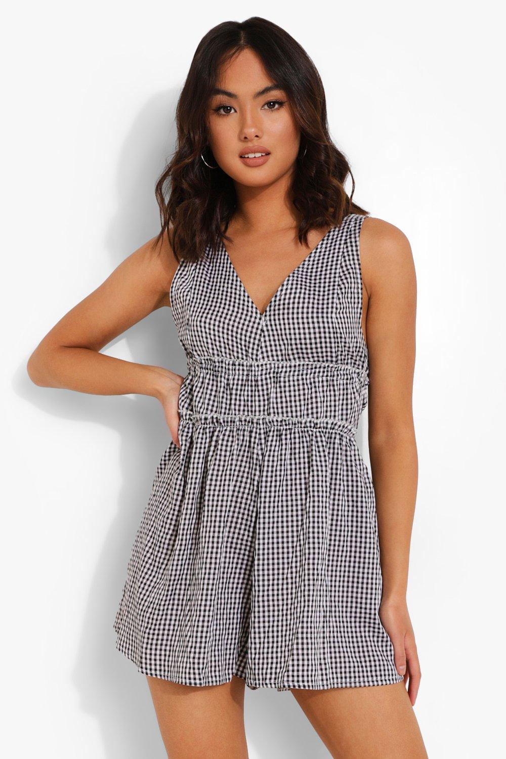 Gingham romper womens on sale