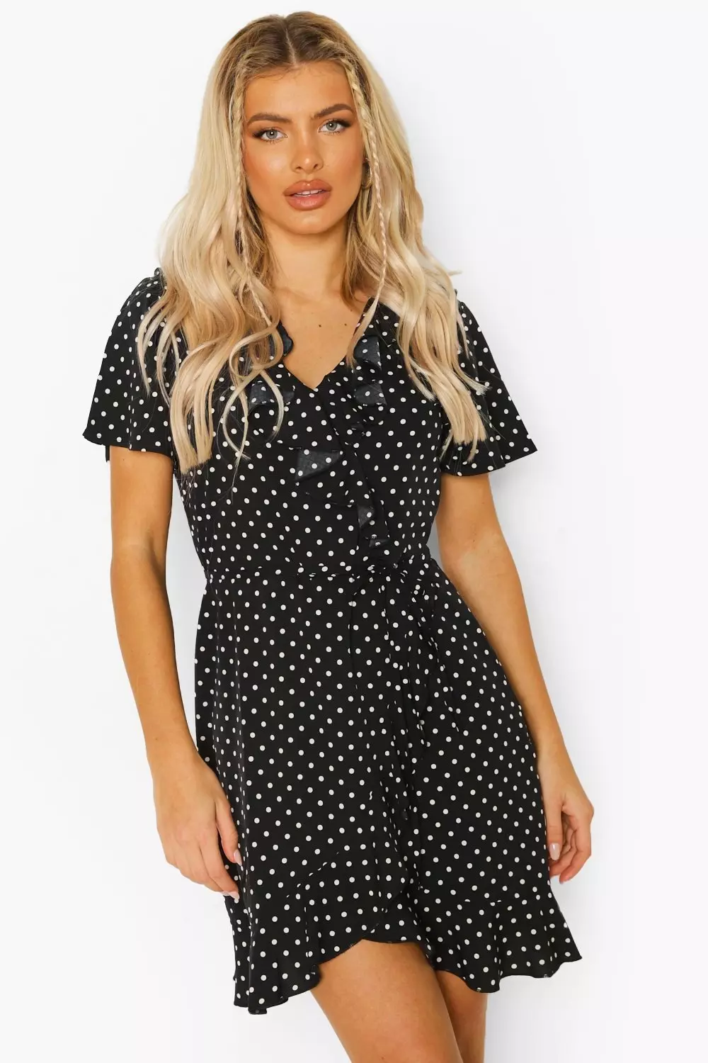 Polka dot 2025 wrap tea dress