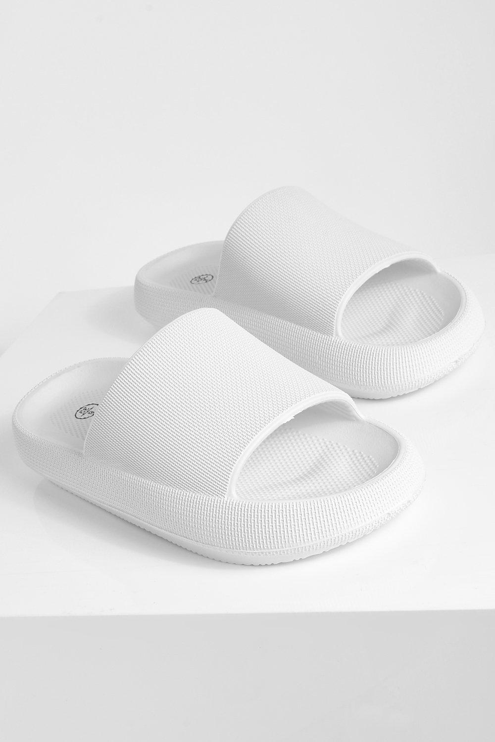 White discount chunky slides