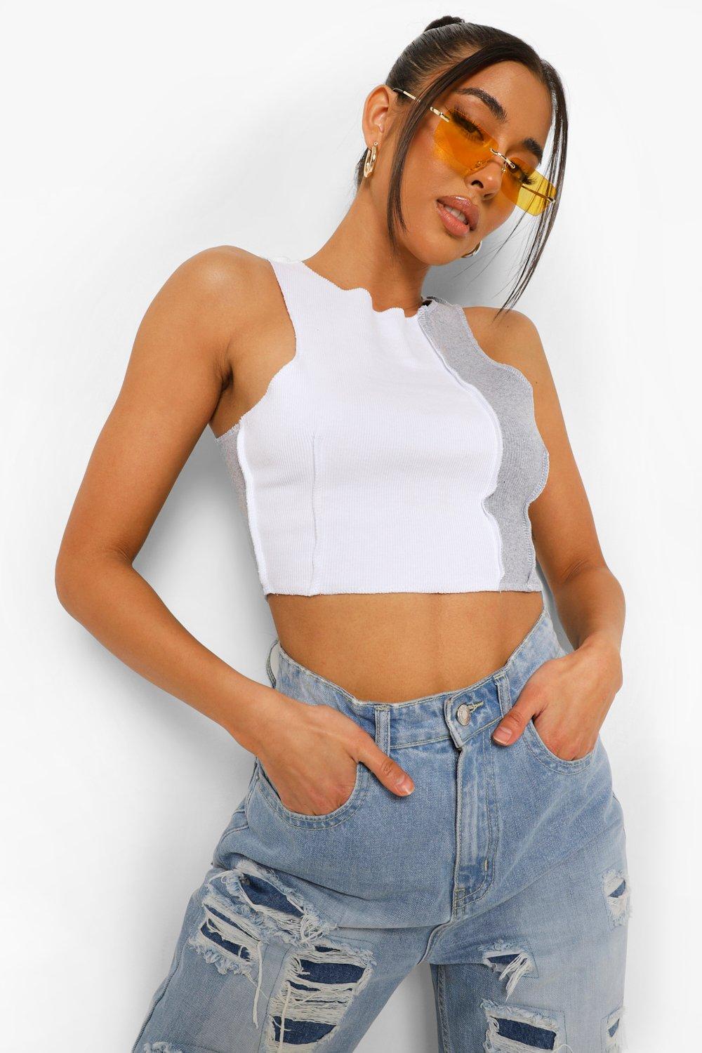 Exposed Seam Crop Top And Shorts Set