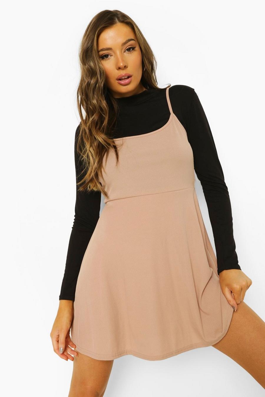 Stone Rib Strappy Skater Dress And Long Sleeve Top image number 1