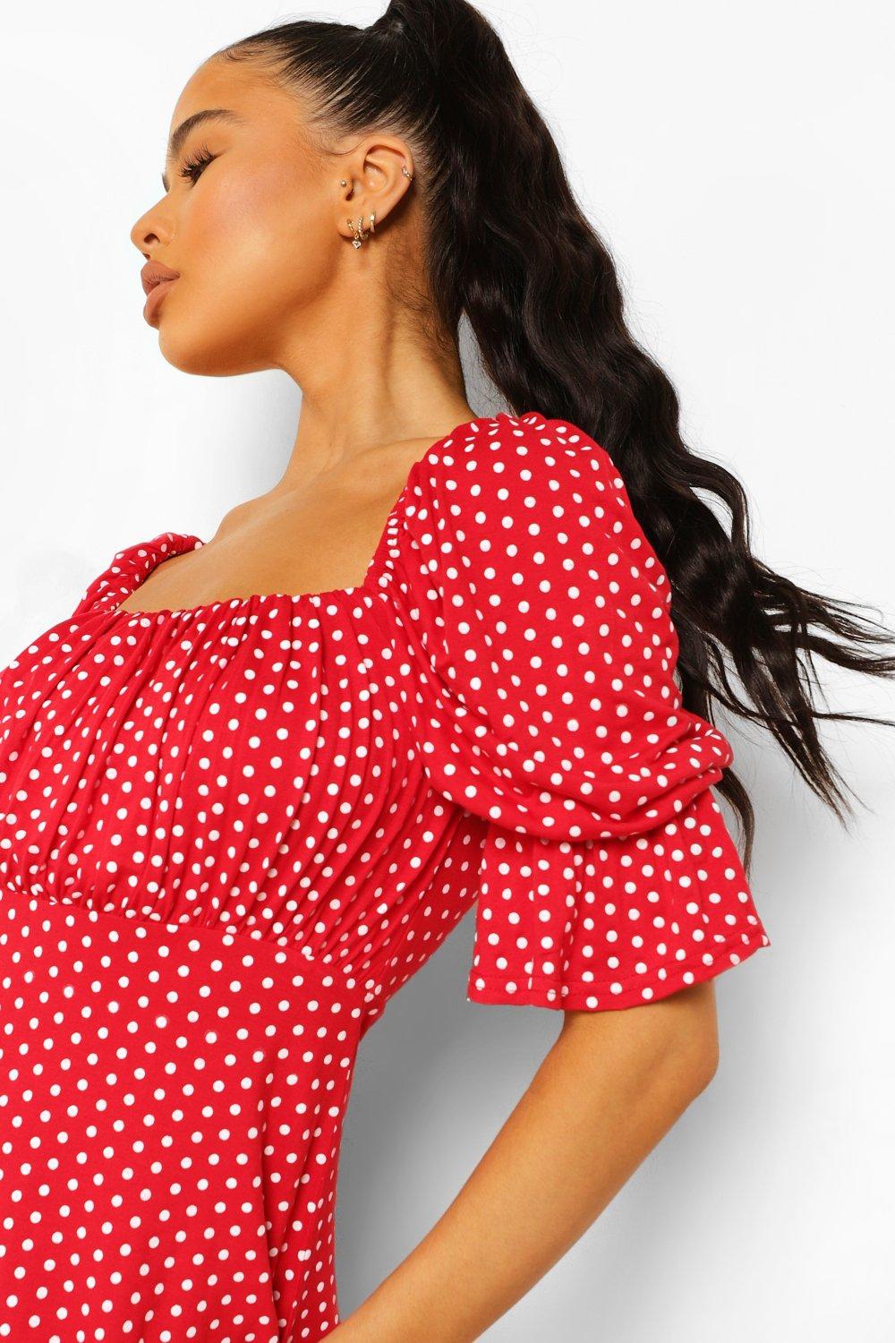 Polka dot clearance square neck dress