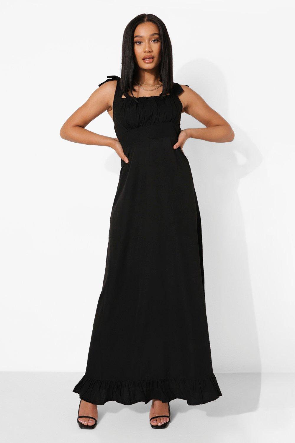 Boohoo black outlet tie dress