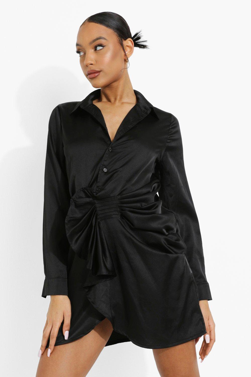 Black silk sale shirt dress uk