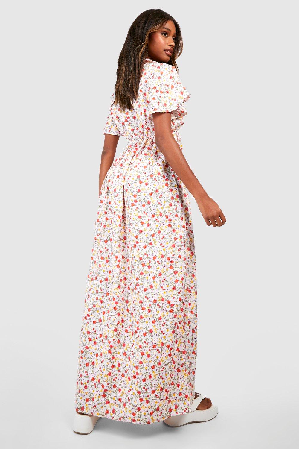 Boohoo white shop floral dress