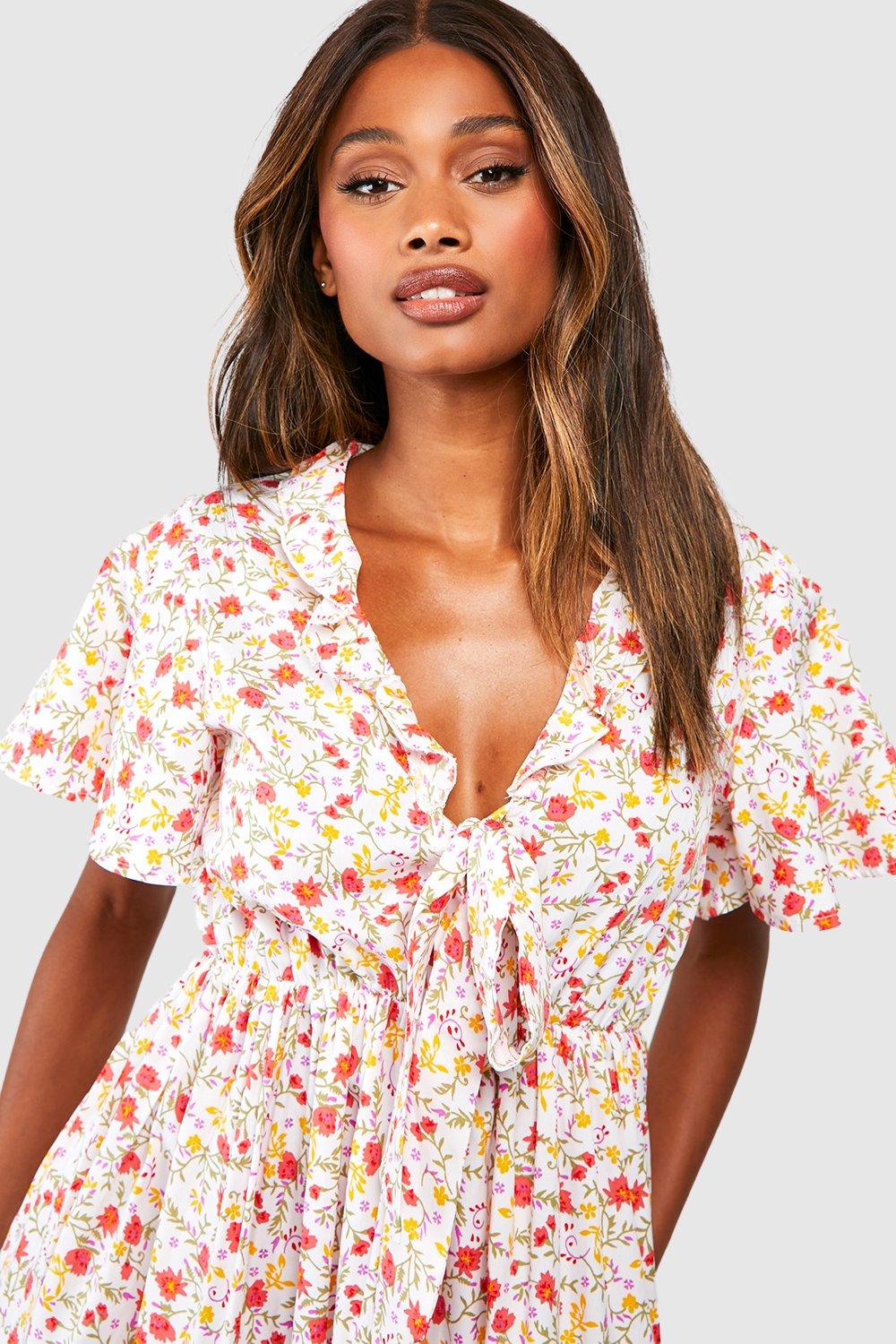 Boohoo white floral dress sale