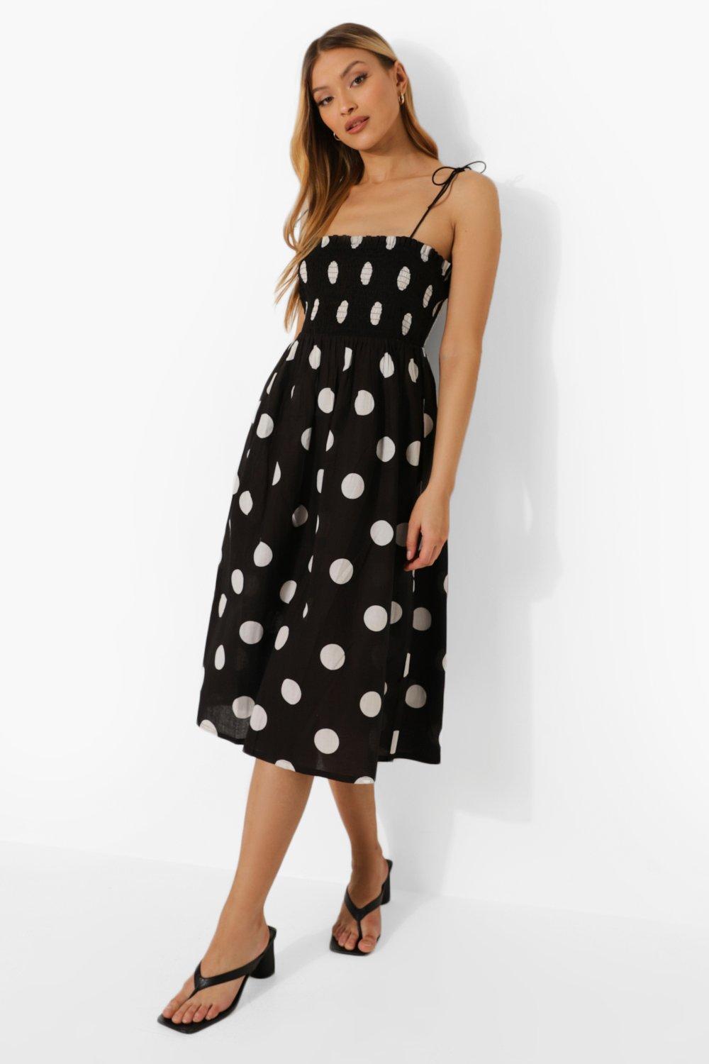 Boohoo polka best sale dot midi dress