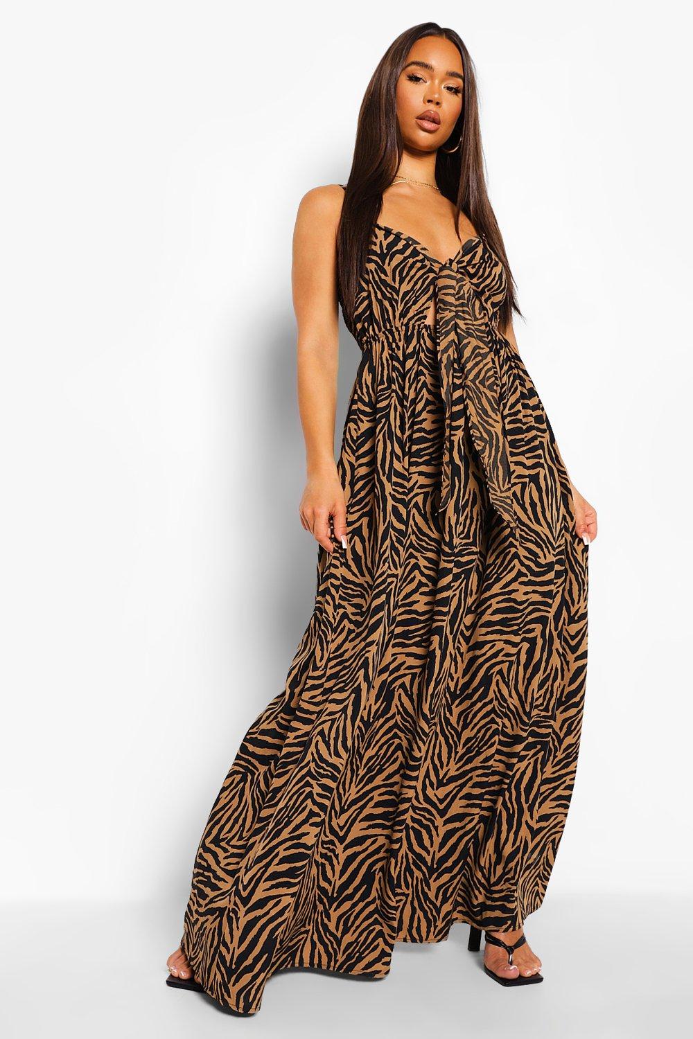 Boohoo leopard print maxi hot sale dress