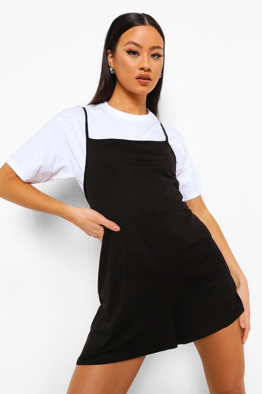 Black Strappy Swing Playsuit And T-Shirt image number 1