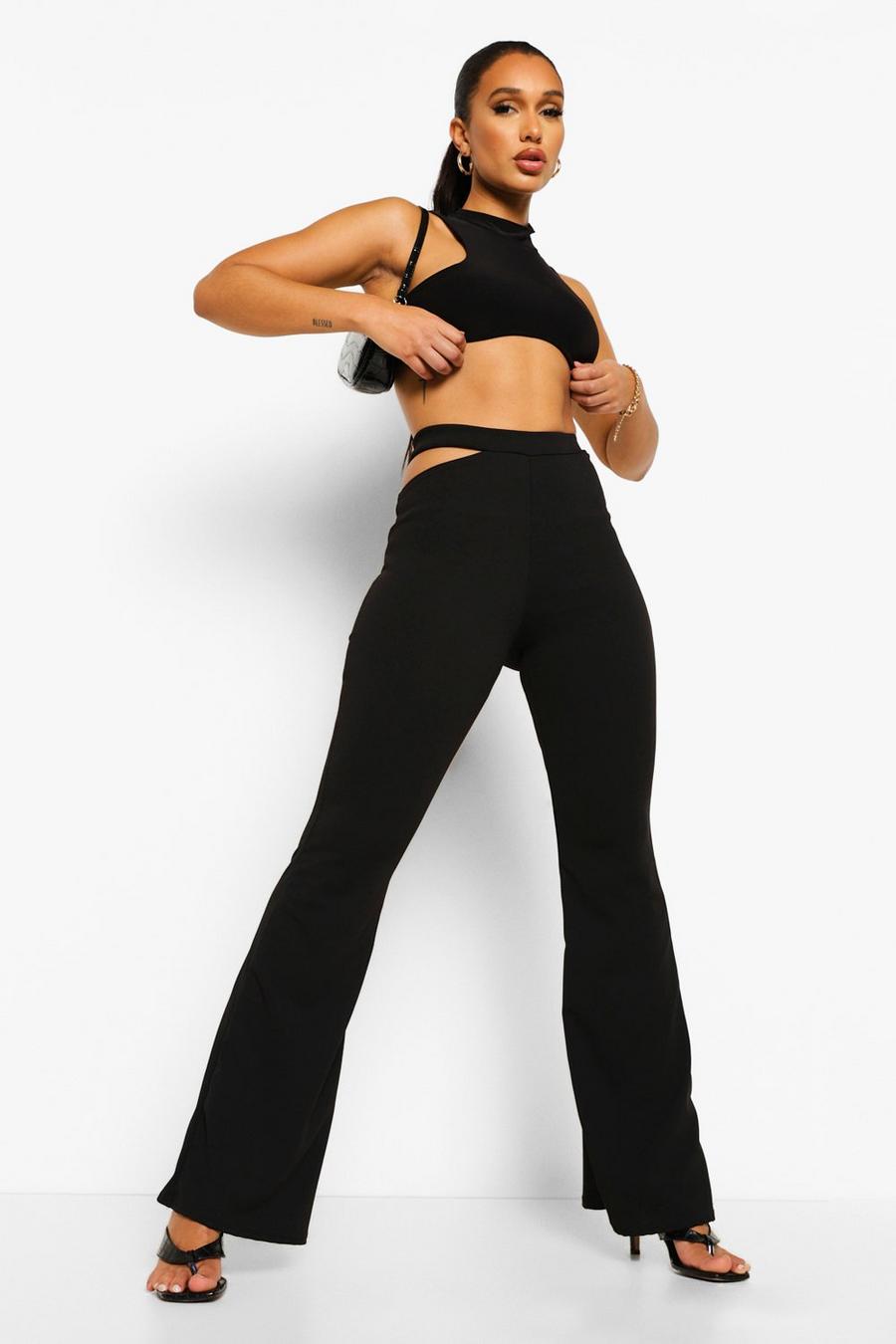 Cut Out Waist Flared Trousers image number 1