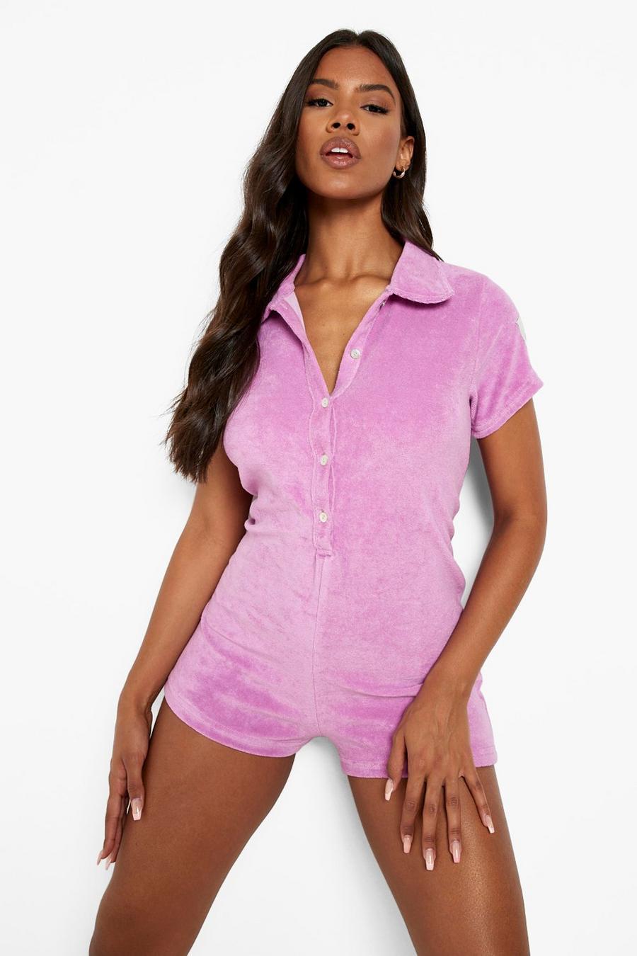 Lilac Towelling Playsuit image number 1