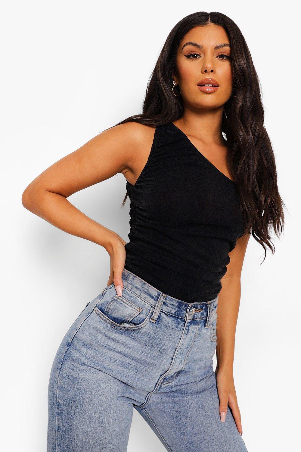 Boohoo one cheap shoulder top