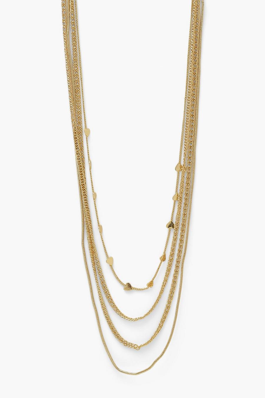 Gold Mini Heart Multi Chain Necklace image number 1