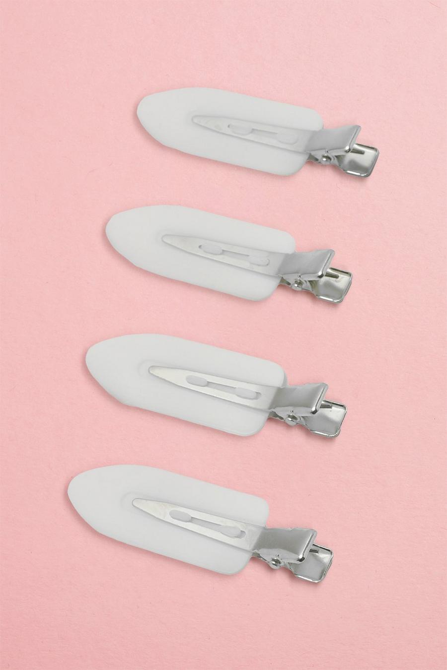 White 4 Pack Creaseless Hair Clips image number 1