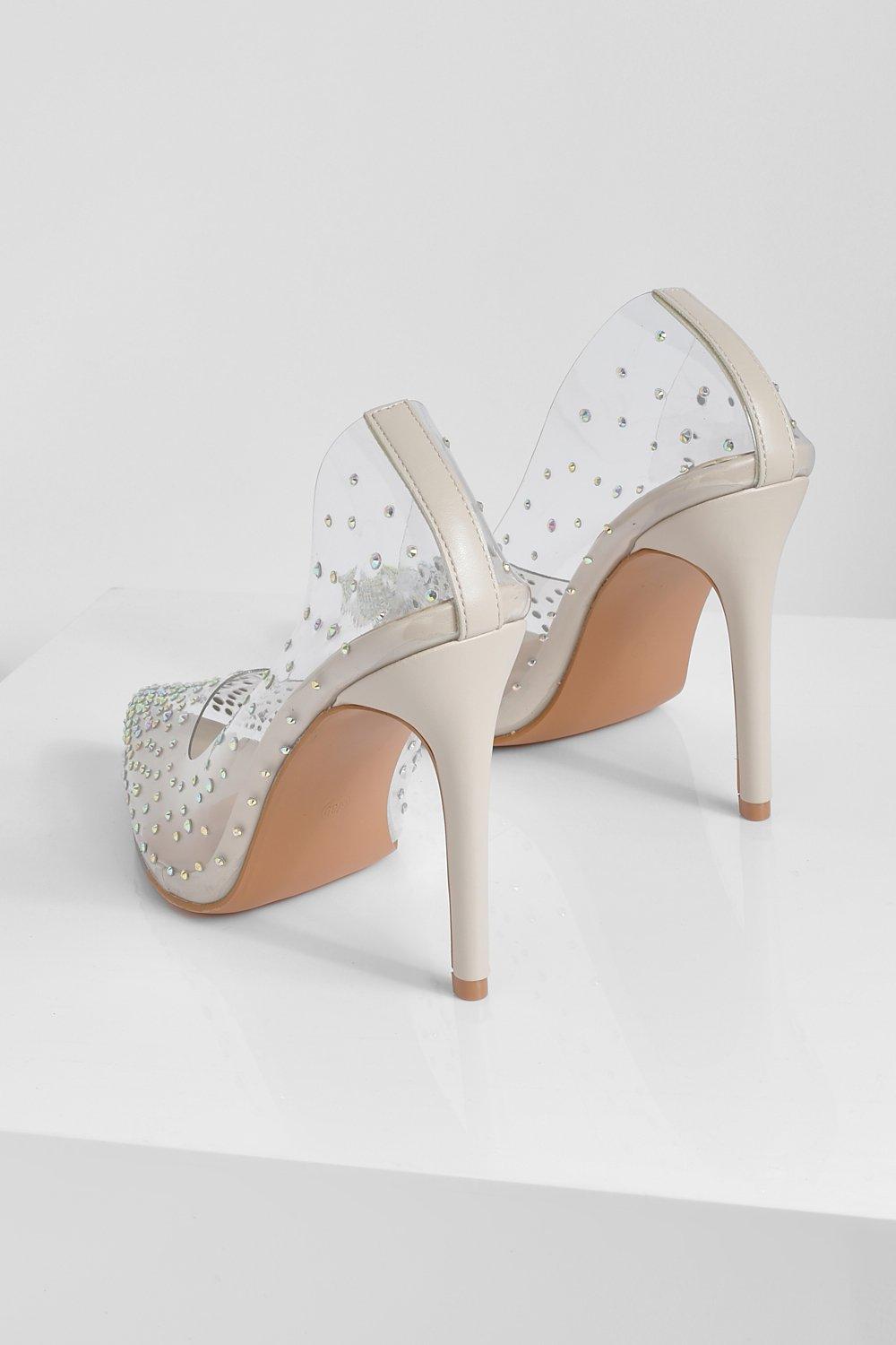 Diamante Clear Heels boohoo NO
