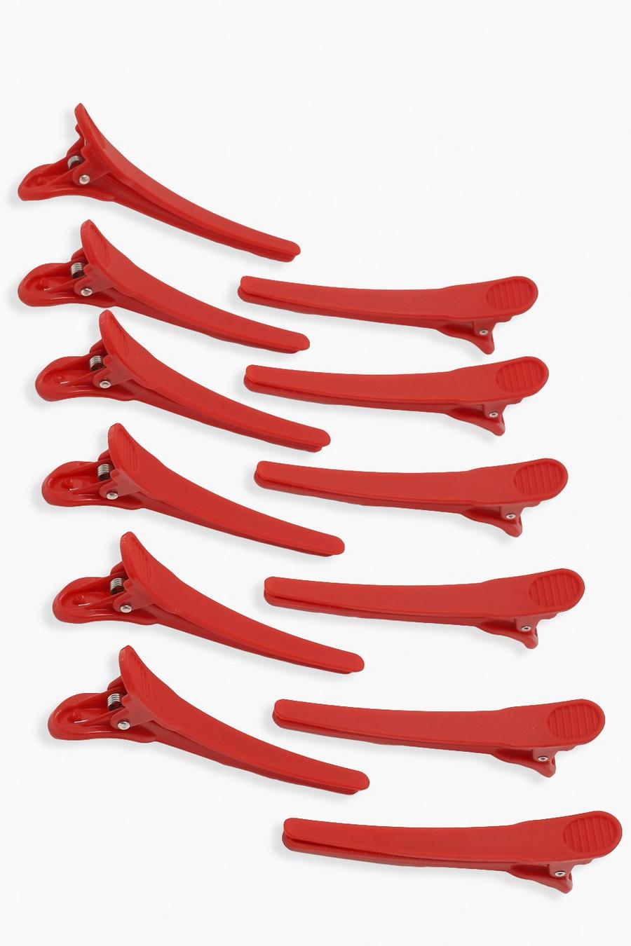 Red 12 Pack Pin Curl Clips image number 1