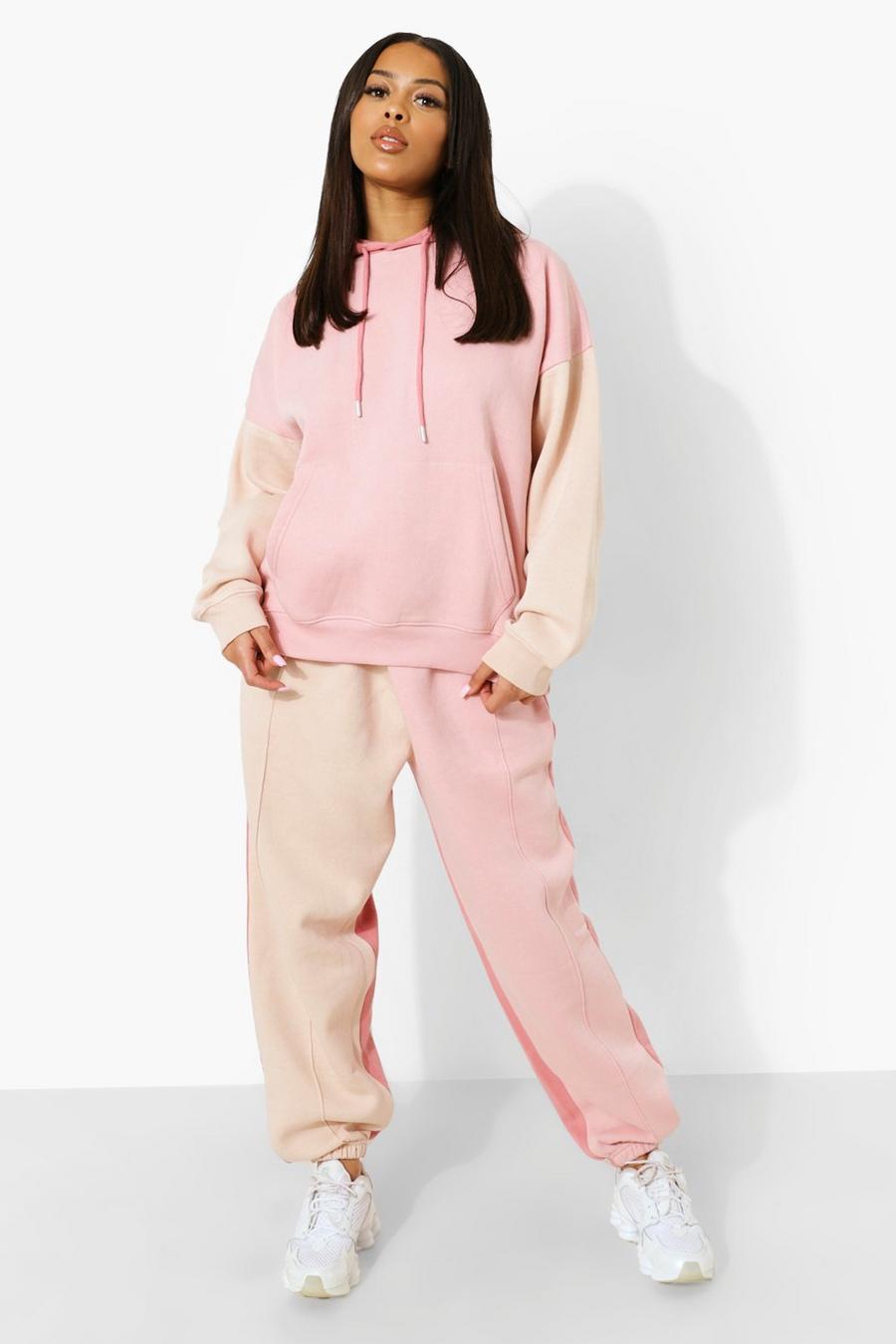 Rose Colour Block Hooded Tracksuit image number 1