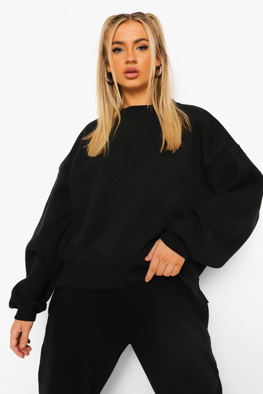 Black Official Oversize sweatshirt med ojämn kant image number 1