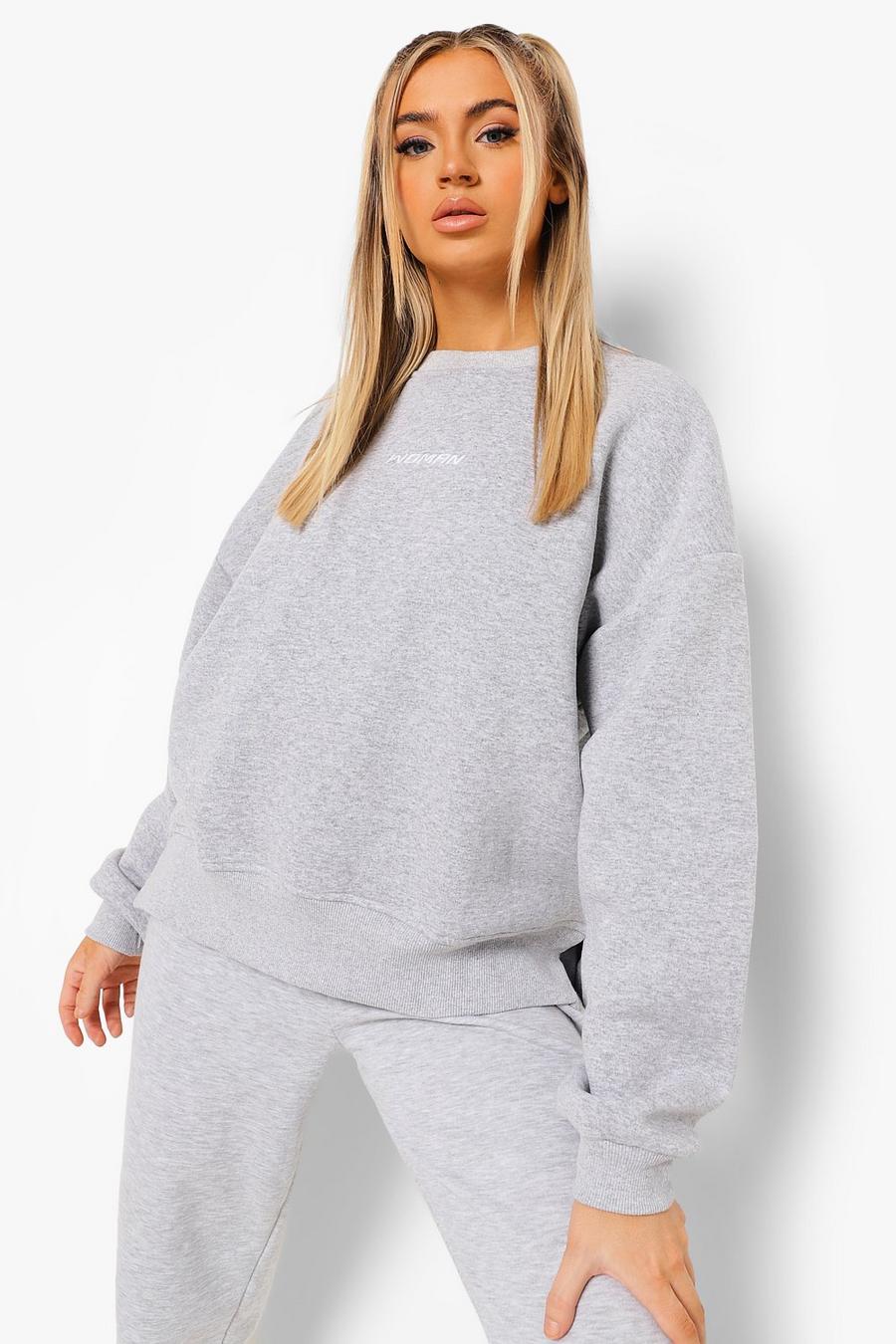 Woman Sweatshirt in Übergröße mit verlängertem Saum, Grau meliert image number 1