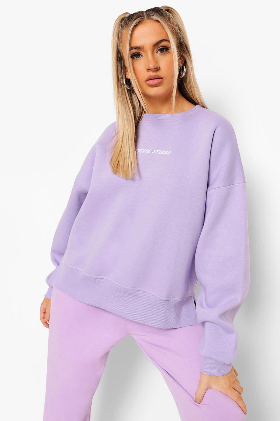Lilac Oversized Dip Hem Woman Sweatshirt image number 1