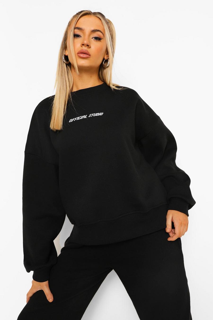 Black Oversize sweatshirt med ojämn kant image number 1