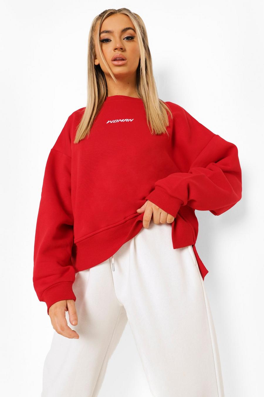 Red Oversized Dipped Hem Sweatshirt image number 1