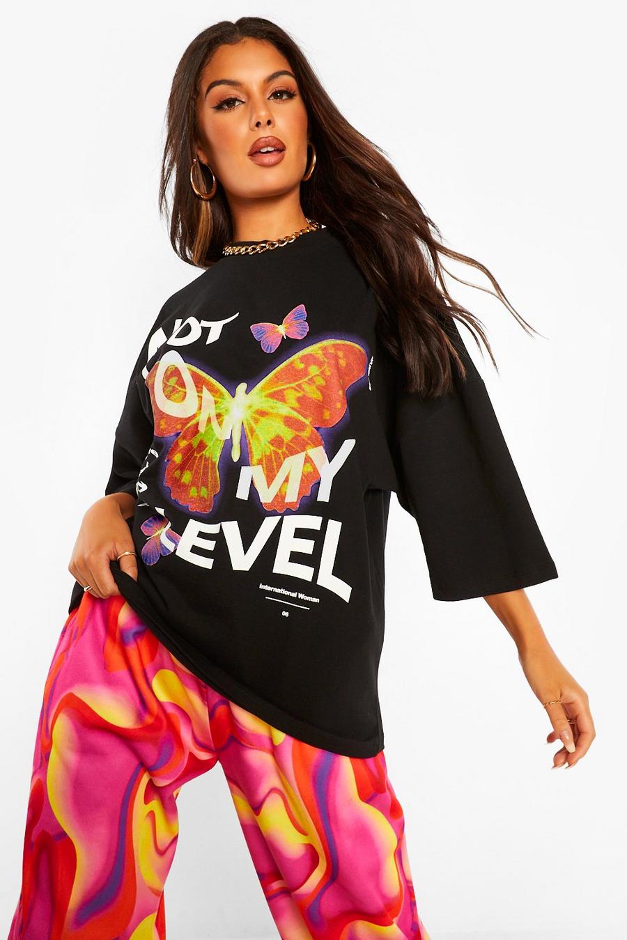 Camiseta ancha con gráfico “Not On My Level”   image number 1