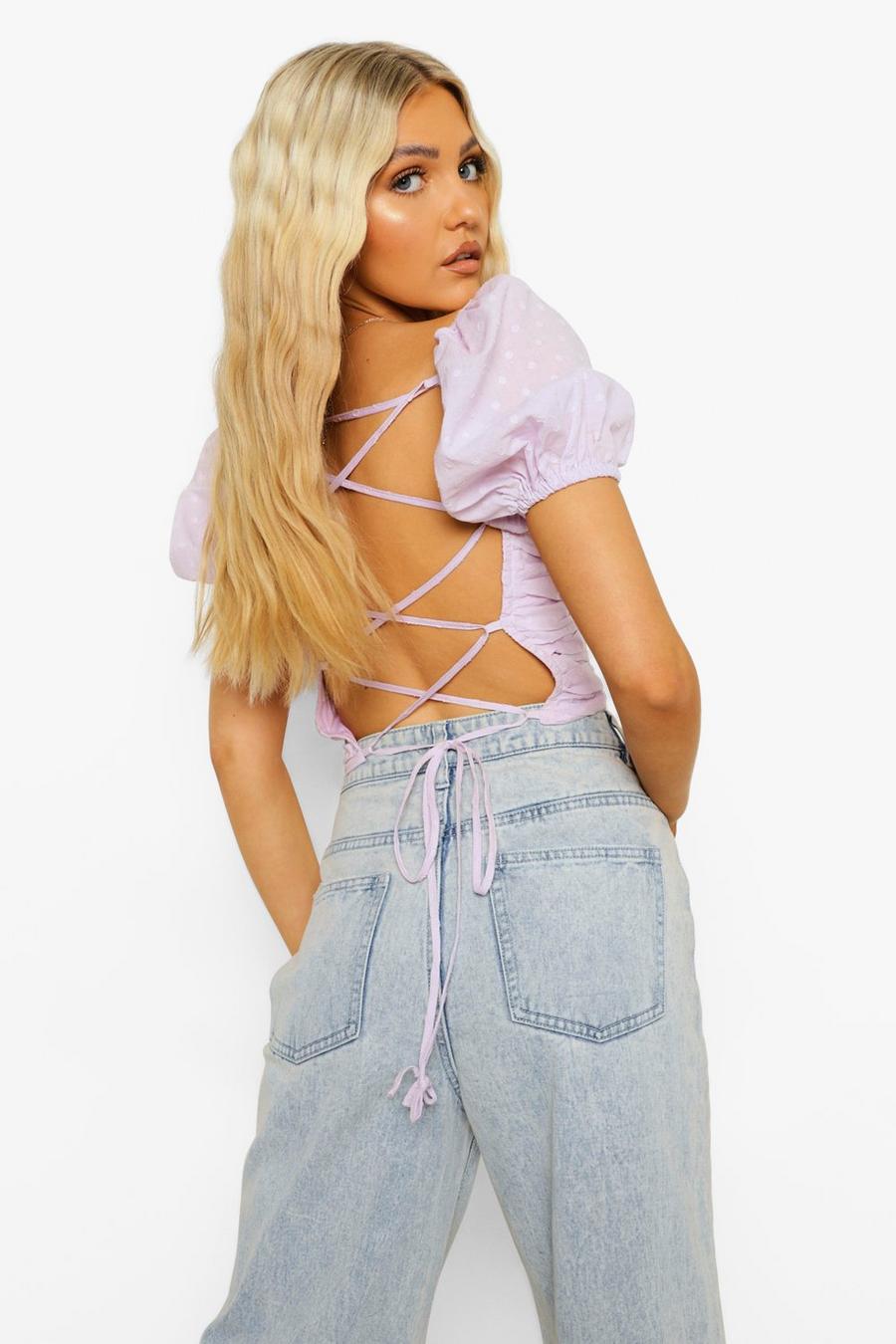 Lilac Woven Dobby Strappy Back Top image number 1