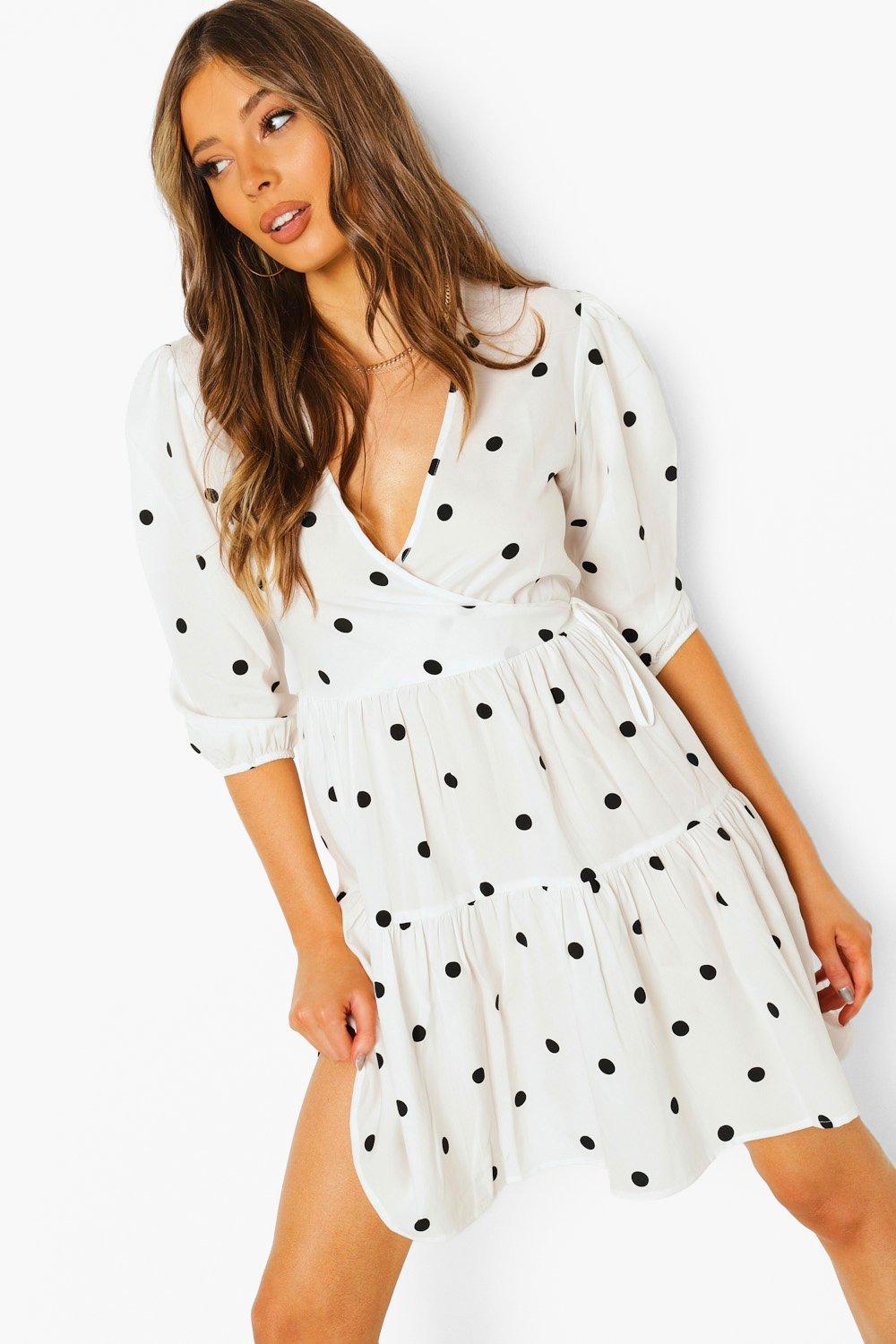 Boohoo white smock outlet dress