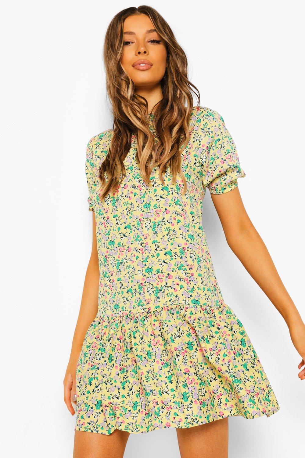 Women s Woven Floral Shift Dress Boohoo UK