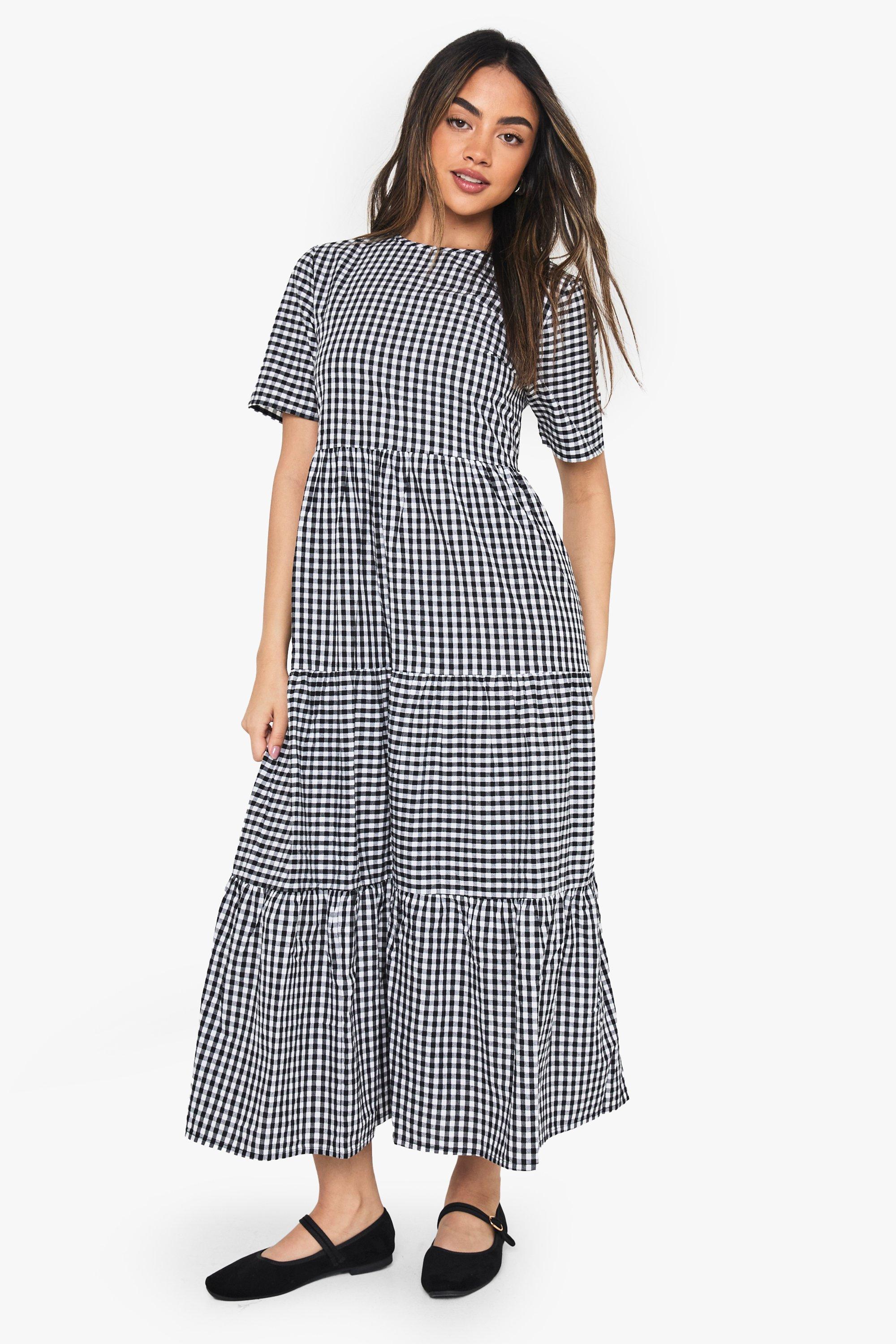 Gingham dress clearance boohoo