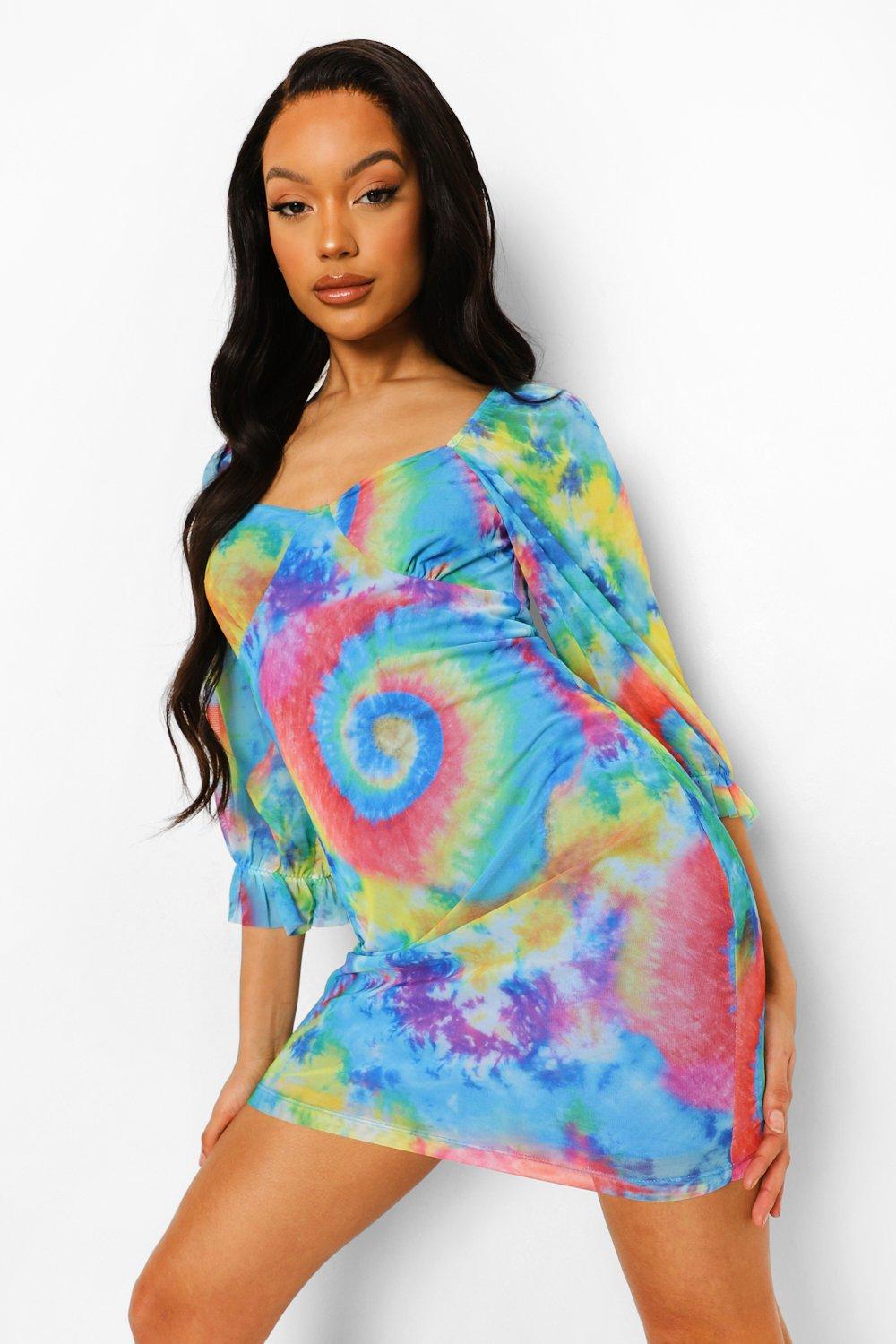 Tie dye outlet dress boohoo