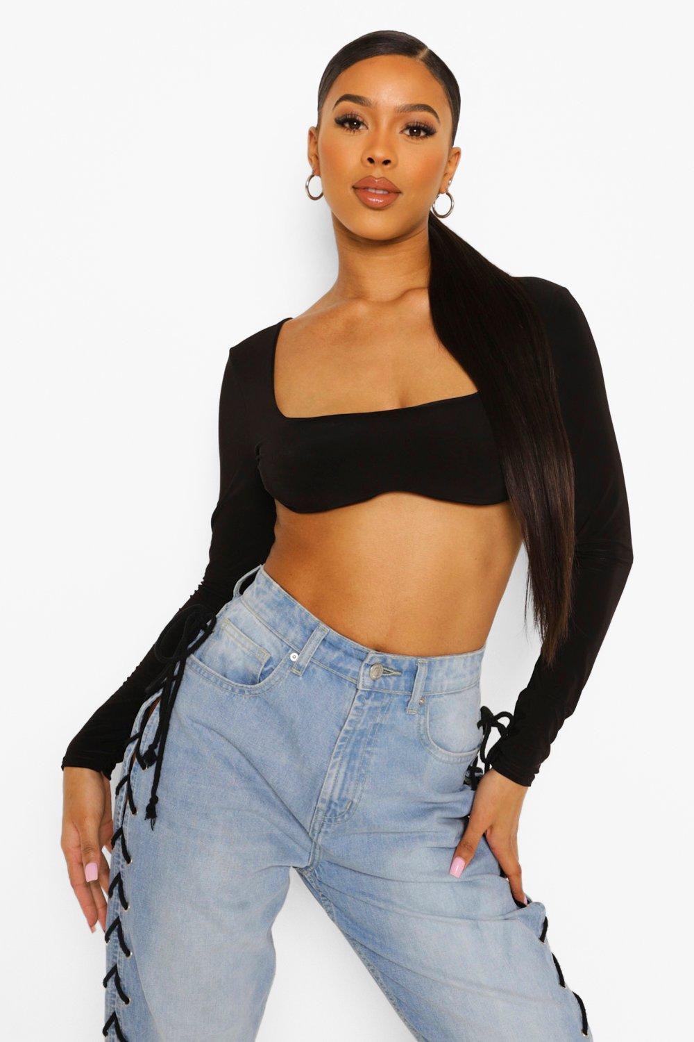 underbust crop top long sleeve