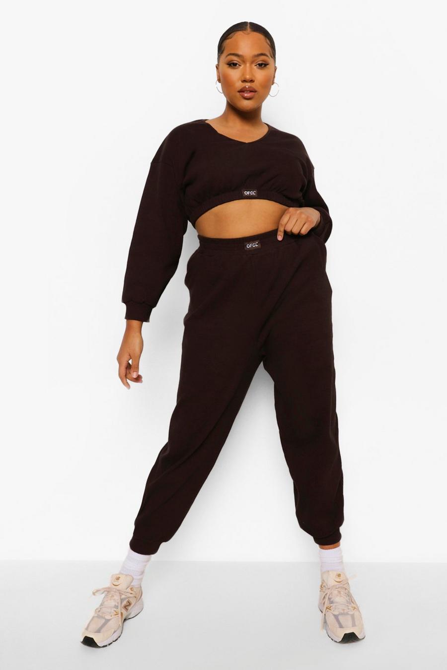 Grande taille - Jogging premium oversize Ofcl, Chocolate image number 1