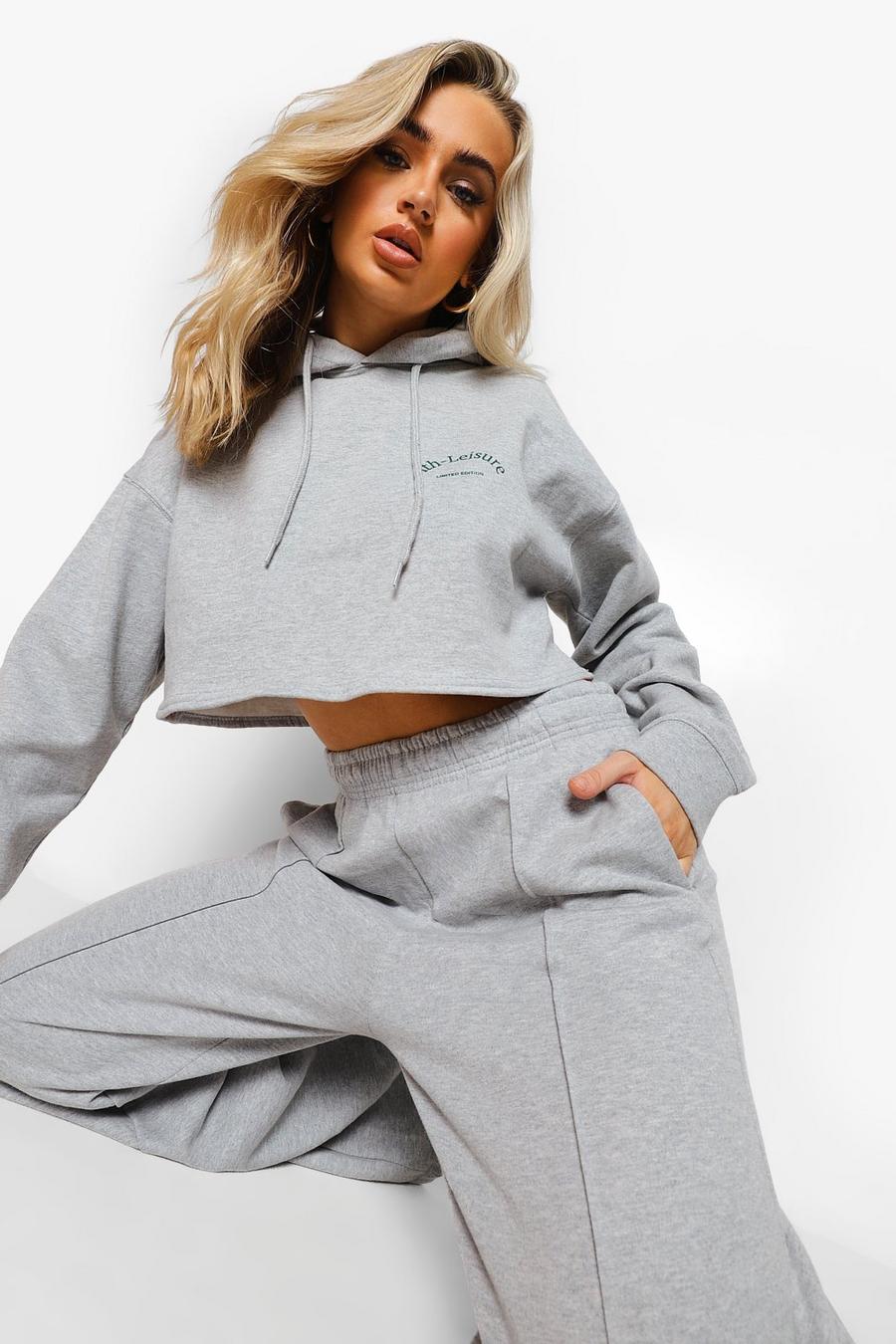 Grey marl Ath-leisure Cropped Pintuck Tracksuit image number 1