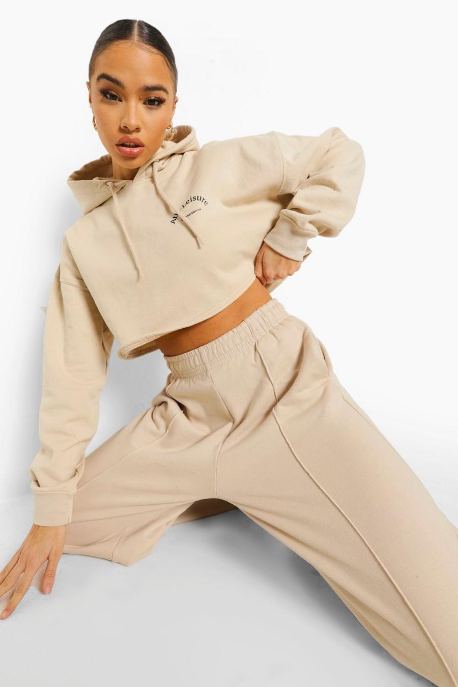 Stone Ath-leisure Cropped Pintuck Tracksuit image number 1