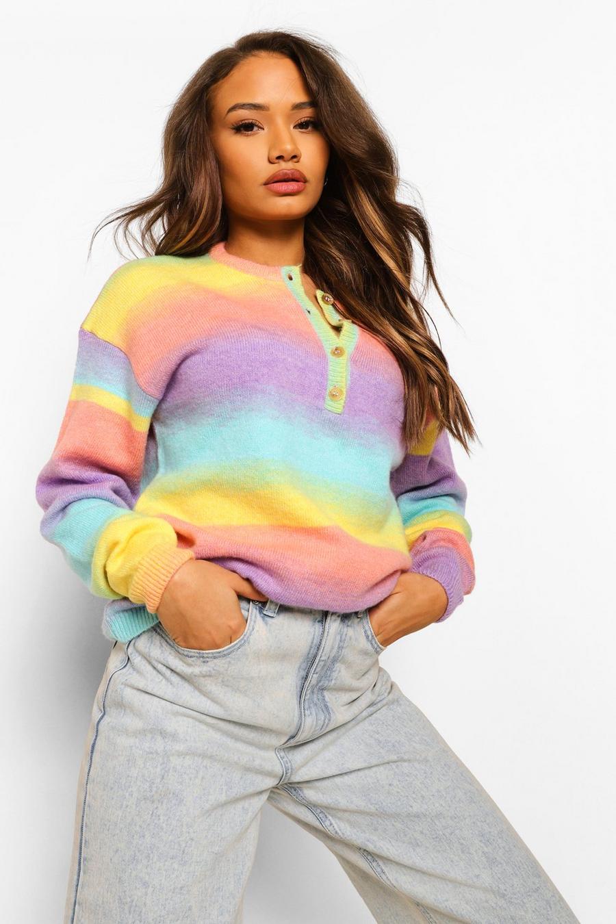 Pink Pastel Ombre Button Through Jumper image number 1