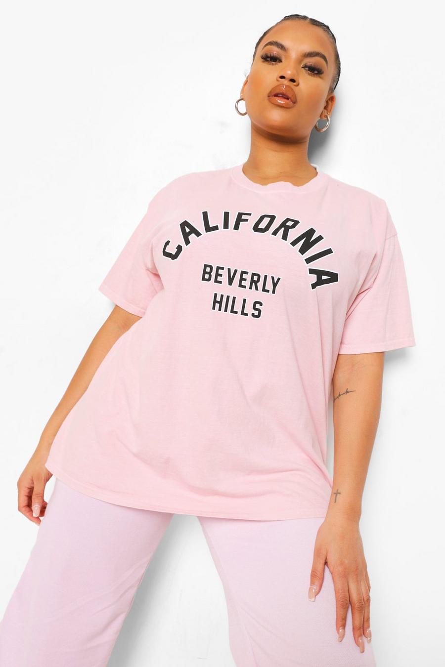 Camiseta Plus sobreteñida de California, Baby pink image number 1