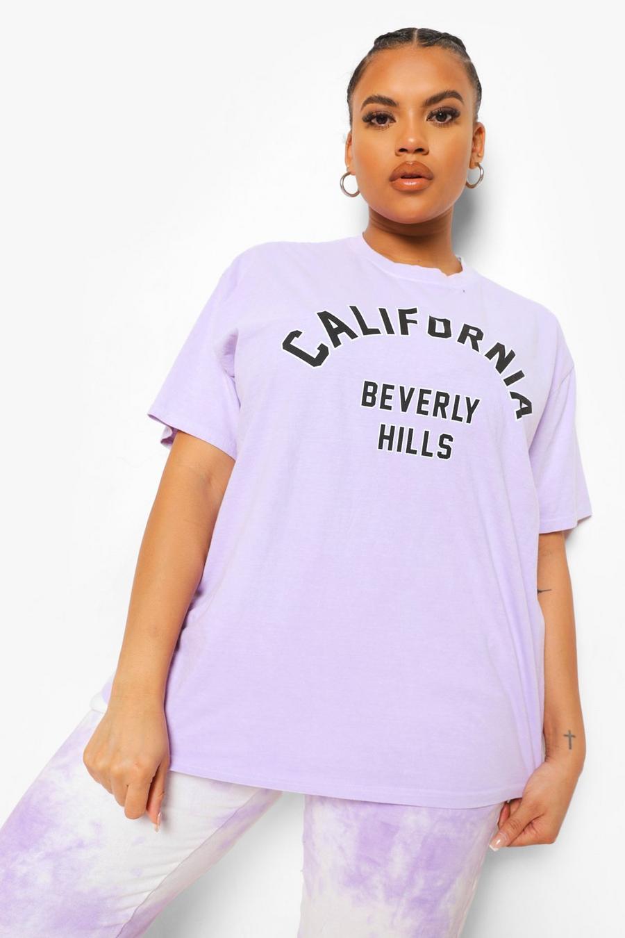 Camiseta Plus sobreteñida de California, Lila image number 1