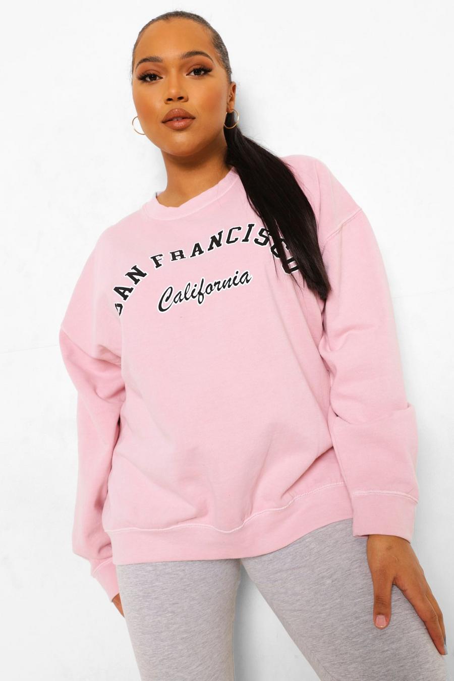 Baby pink Plus San Francisco Overdye Sweatshirt image number 1