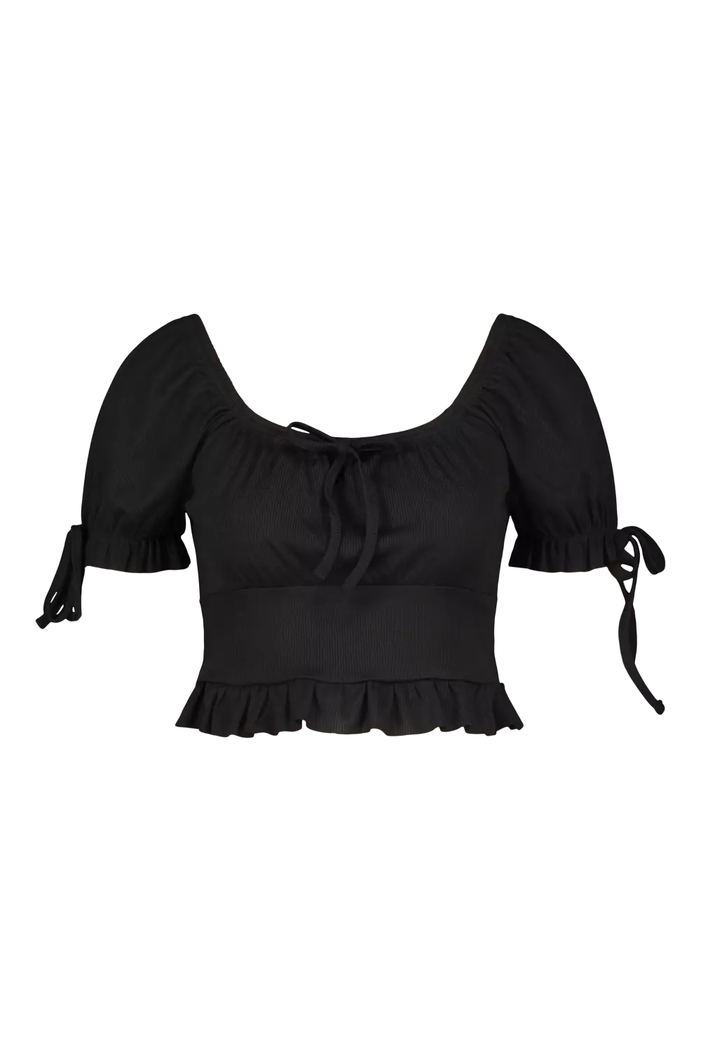 Ruffle tie front crop hot sale top