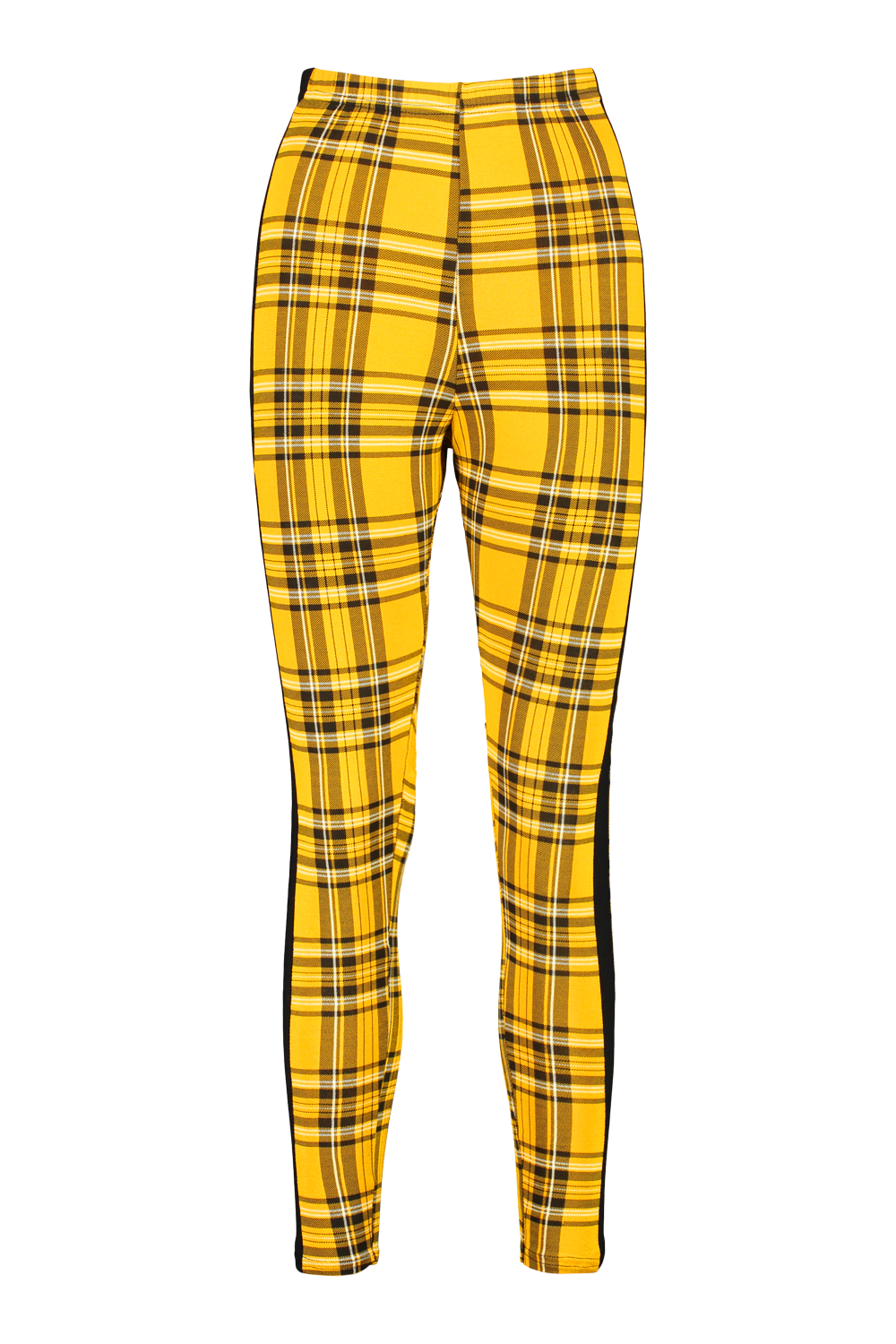 Yellow pants with cheap checkered stripe