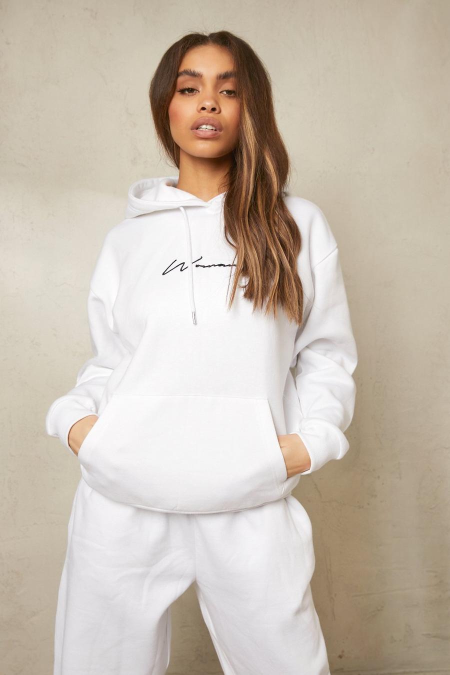 Recycelter Hoodie mit Woman Script, White image number 1