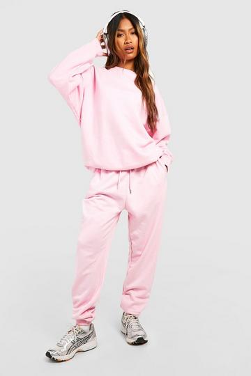 Pink Basic Oversized Cuffed Joggers