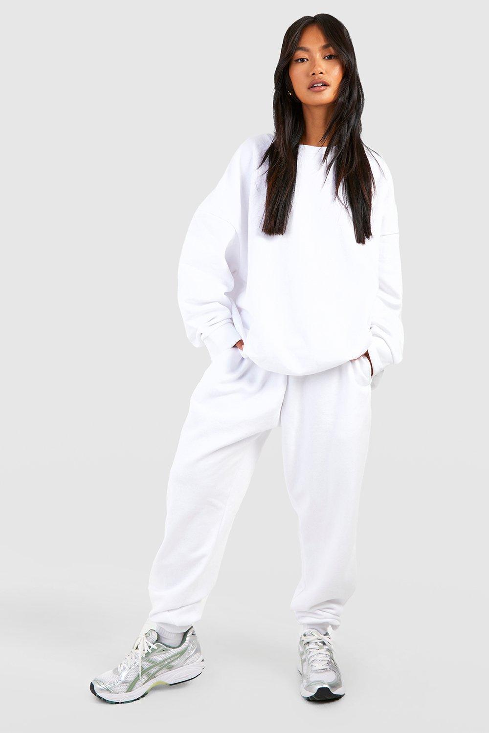 Boohoo Recycled Sweat Joggers in White - Save 25% gym and workout clothes Boohoo Activewear Natural gym and workout clothes Womens Activewear 