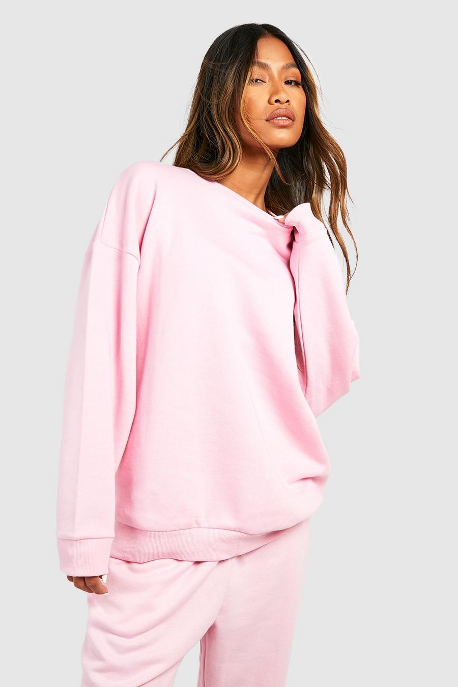 Pale pink rosa Oversize sweatshirt i återvunnet tyg image number 1
