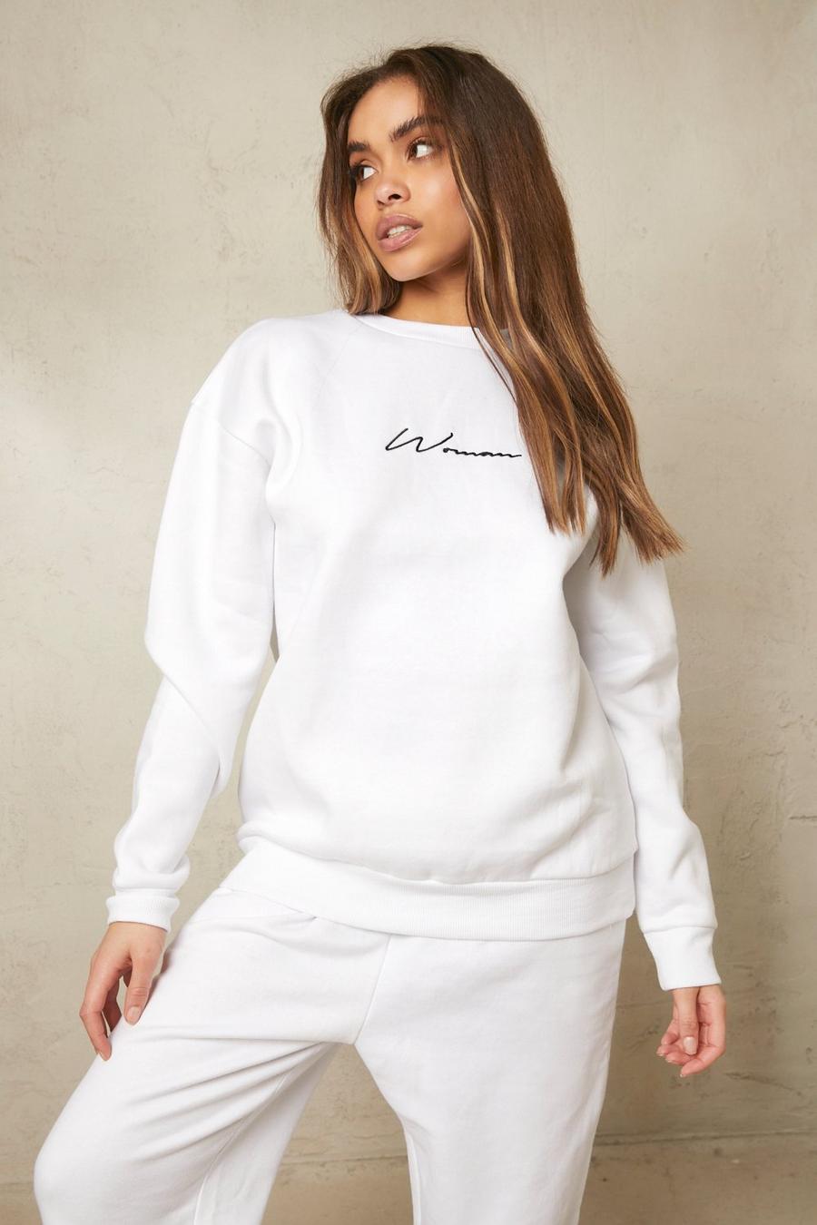 White Recycled Woman Script Sweatshirt image number 1