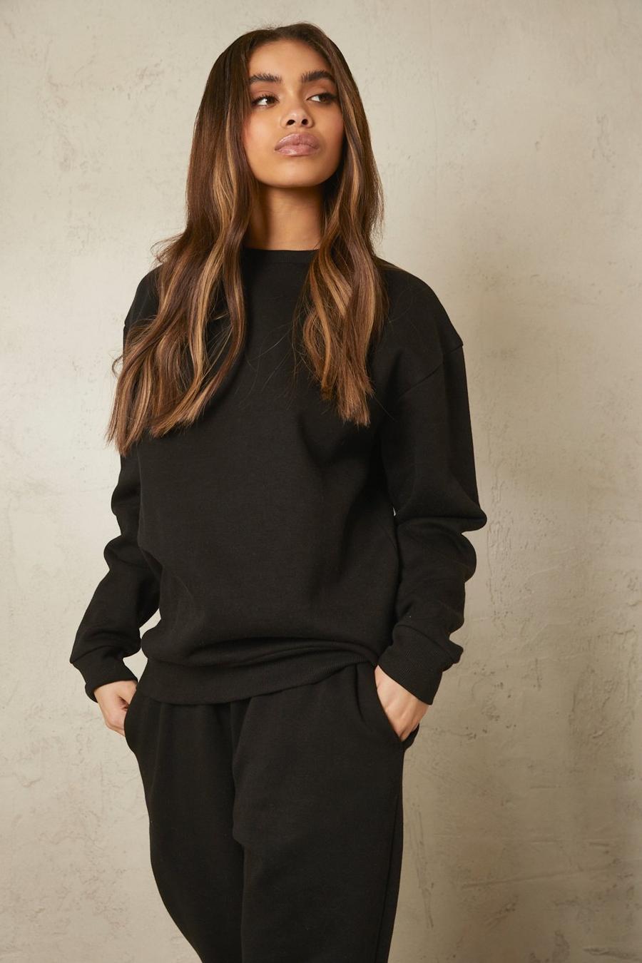 Women's Black Recycled Sweatshirt | Boohoo UK