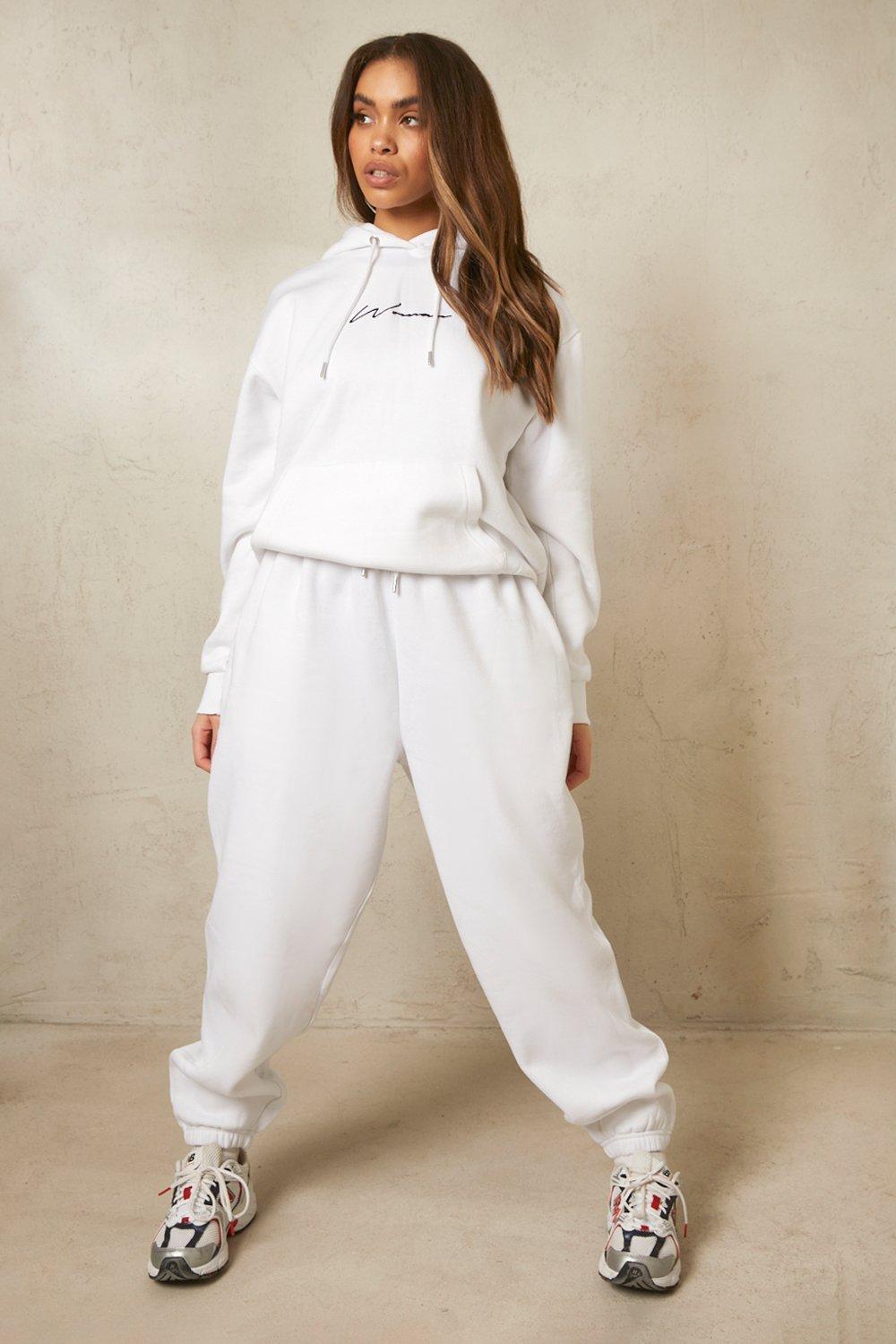 White sweatpants boohoo sale